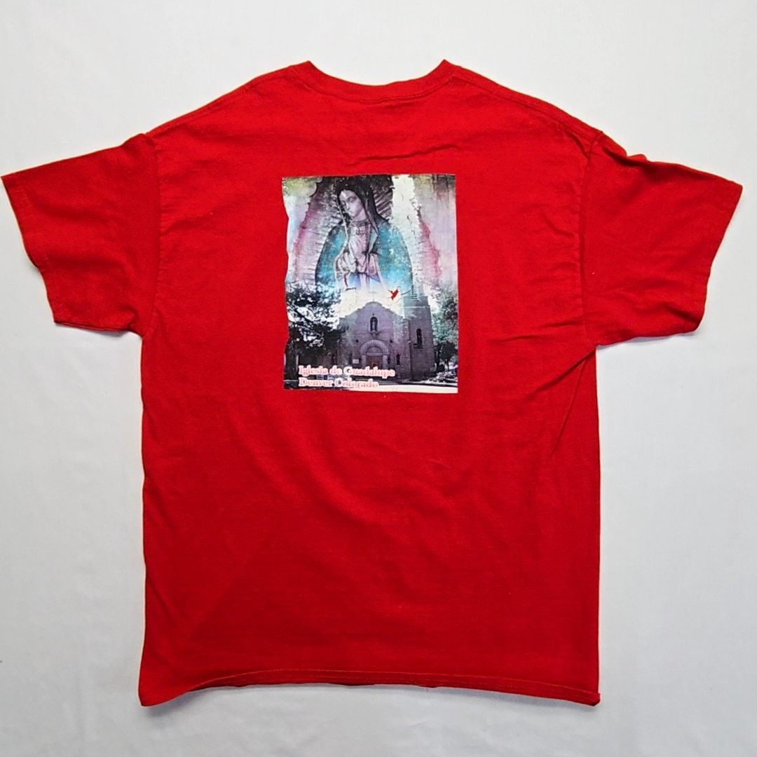Gildan Virgin Mary Distressed Shirt Red Religious Large Tee Size US L / EU 52-54 / 3 - 1 Thumbnail