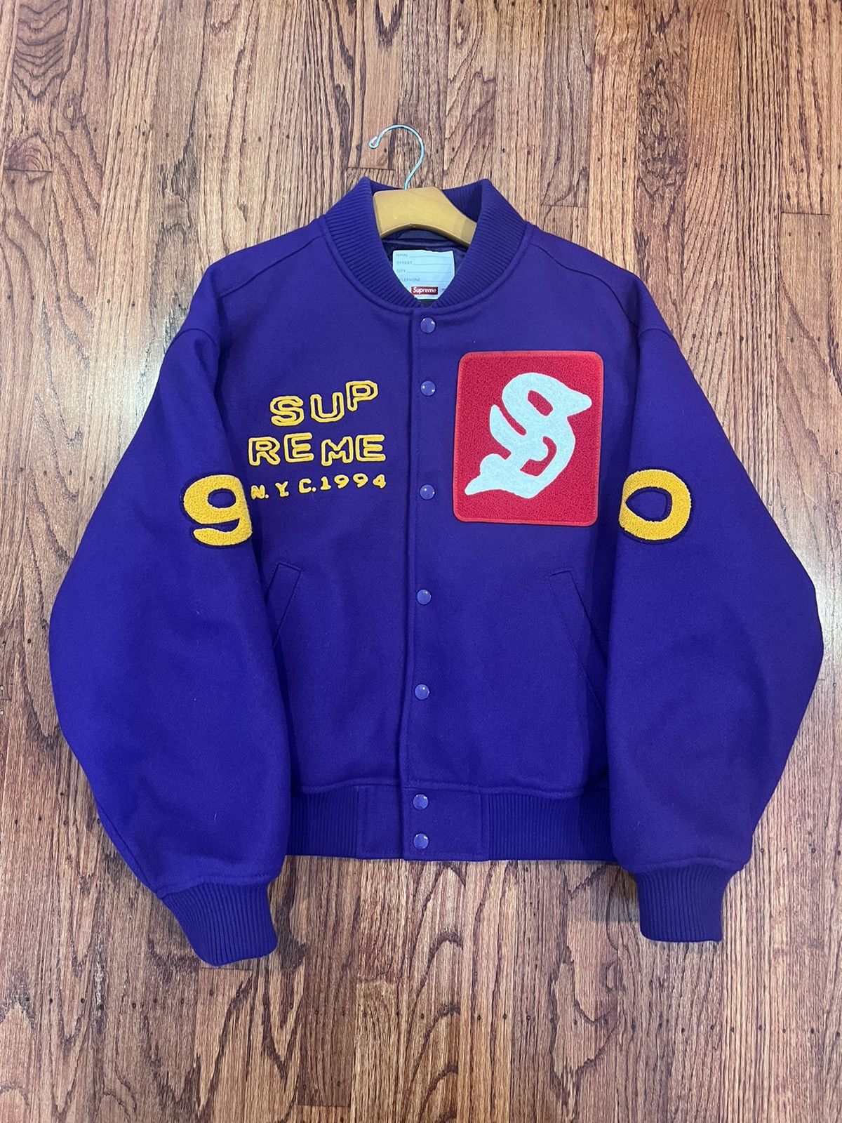 image of Supreme Tourist Varsity Jacket in Purple, Men's (Size Medium)