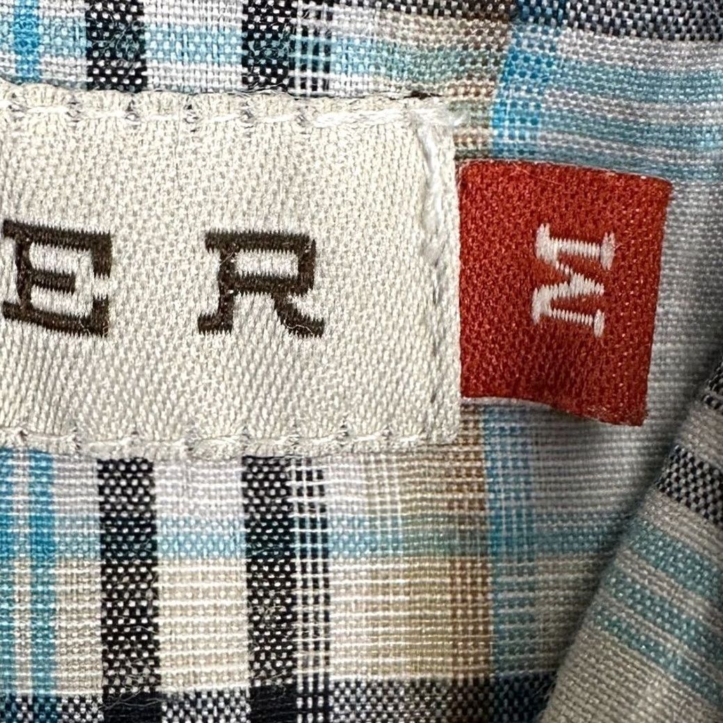 Roper Roper Shirt Button-Up Western Plaid Blue Tan Short Sleeve Mens M Button-Down Collared Pocket EUC Size US M / EU 48-50 / 2 - 5 Thumbnail