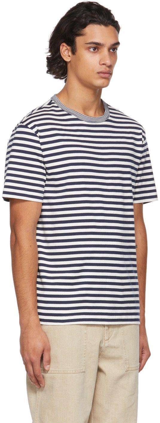 Officine Generale o1mle1025 Stripe Contrast Cotton Short Sleeve T-Shirt Size US S / EU 44-46 / 1 - 2 Thumbnail