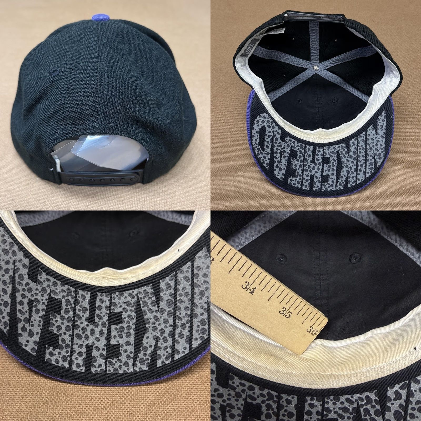 Nike Nike Air Hat Cap Snap Back Mens One Size Black Purple NIKEHEAD Animal Print Size ONE SIZE - 8 Thumbnail