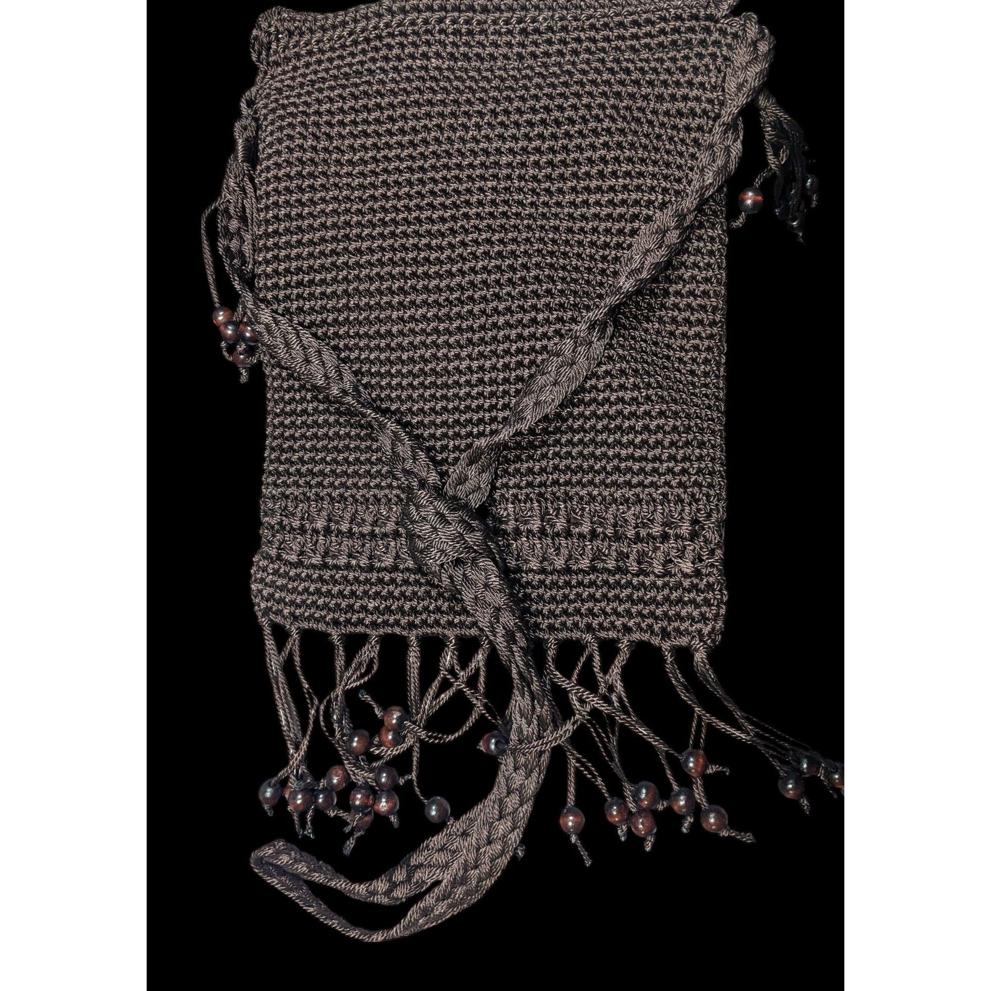 Other Chateau Boho Brown Crochet Beaded Crossbody Bag With Fringe Size ONE SIZE - 2 Thumbnail