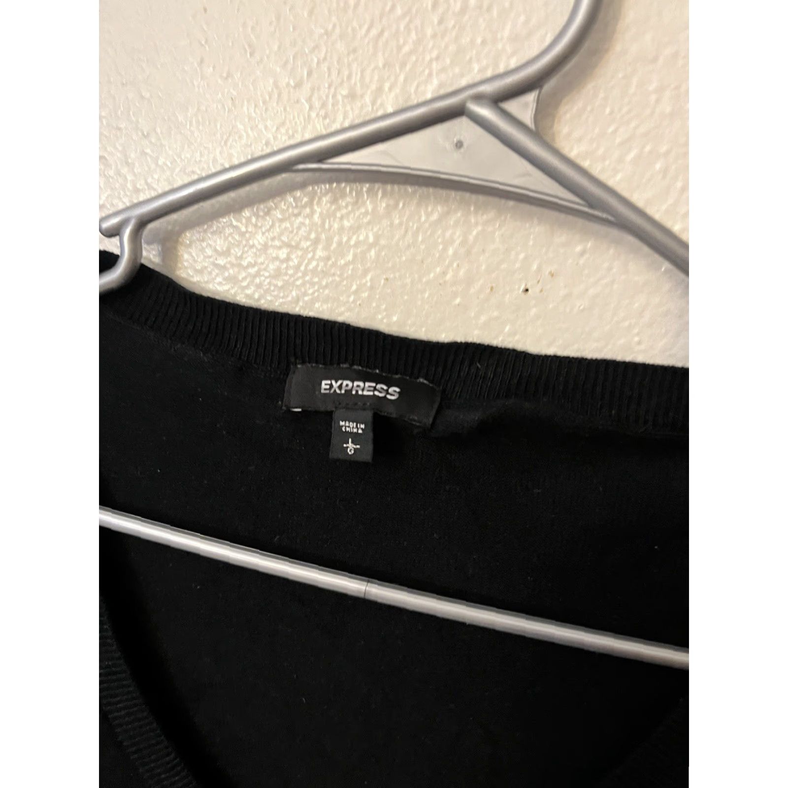 Express VINTAGE Express Cardigan Shirt Womens L Black All Seasons Button Down V-Neck Cap Sleeve Short Sleeve Lightweight Breathable Wool Free Size L / US 10 / IT 46 - 2 Thumbnail
