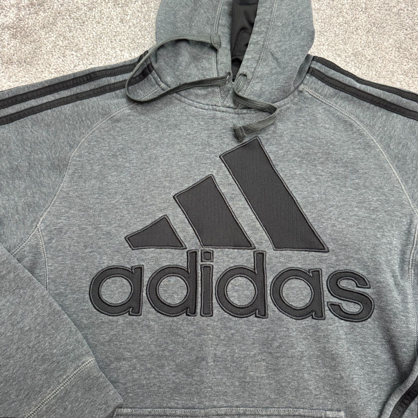 Adidas Adidas Pullover Hoodie Sweatshirt Mens Small Gray 3-Striped Spell Out Activewear Hoodie, Sweatshirt, Adidas, Gray, Small, Mens Size US S / EU 44-46 / 1 - 3 Thumbnail