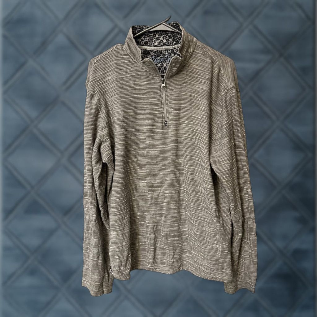Robert Graham Robert Graham Pullover 1/4 Zip Shirt Long Sleeve M Gray Classic Fit Mens Sweatshirt Size US M / EU 48-50 / 2 - 1 Thumbnail