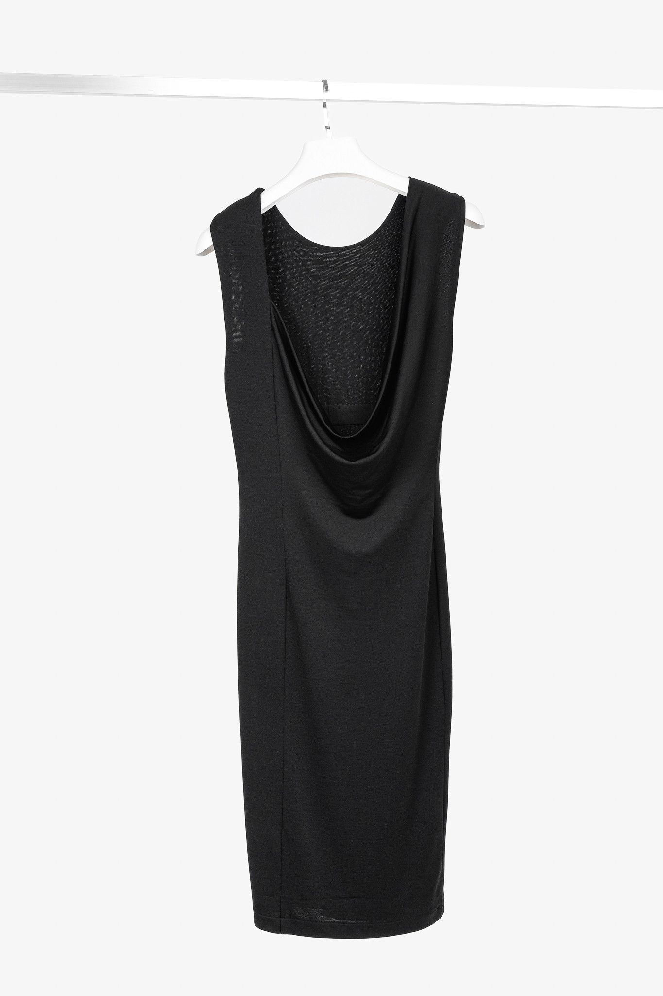 T by Alexander Wang T by Alexander Wang Black Jersey Cowl-Back Midi Dress Size S / US 4 / IT 40 - 2 Thumbnail