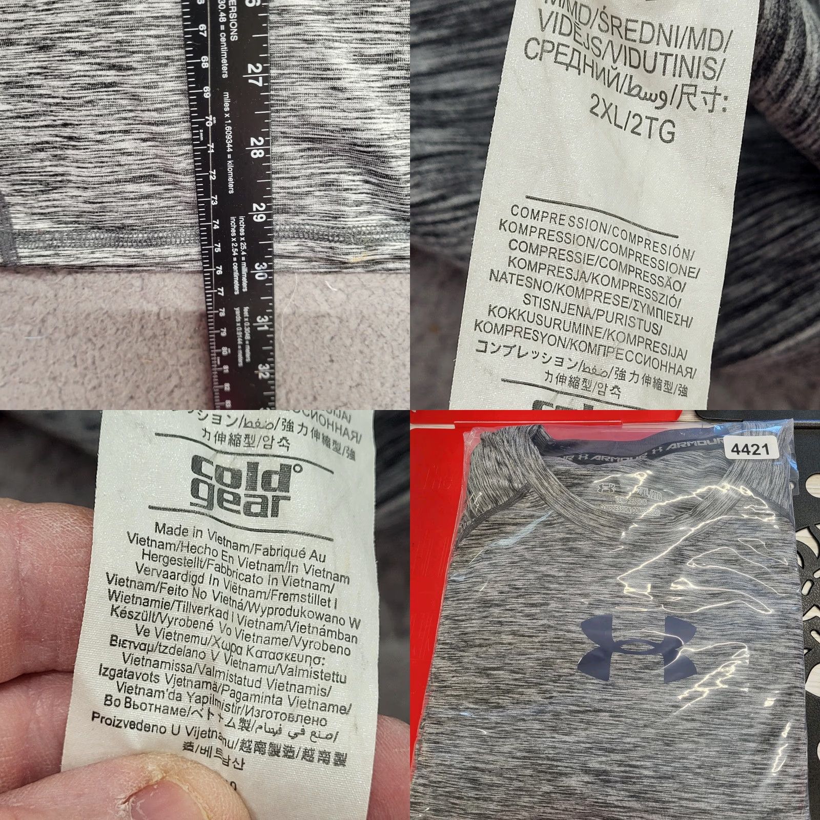 Under Armour Under Armour Heatgear Compression Shirt Men's 2XL Heather Gray Long Sleeve Raglan Sleeve Breathable Moisture Wicking Quick Dry Athletic Size US XXL / EU 58 / 5 - 9 Thumbnail