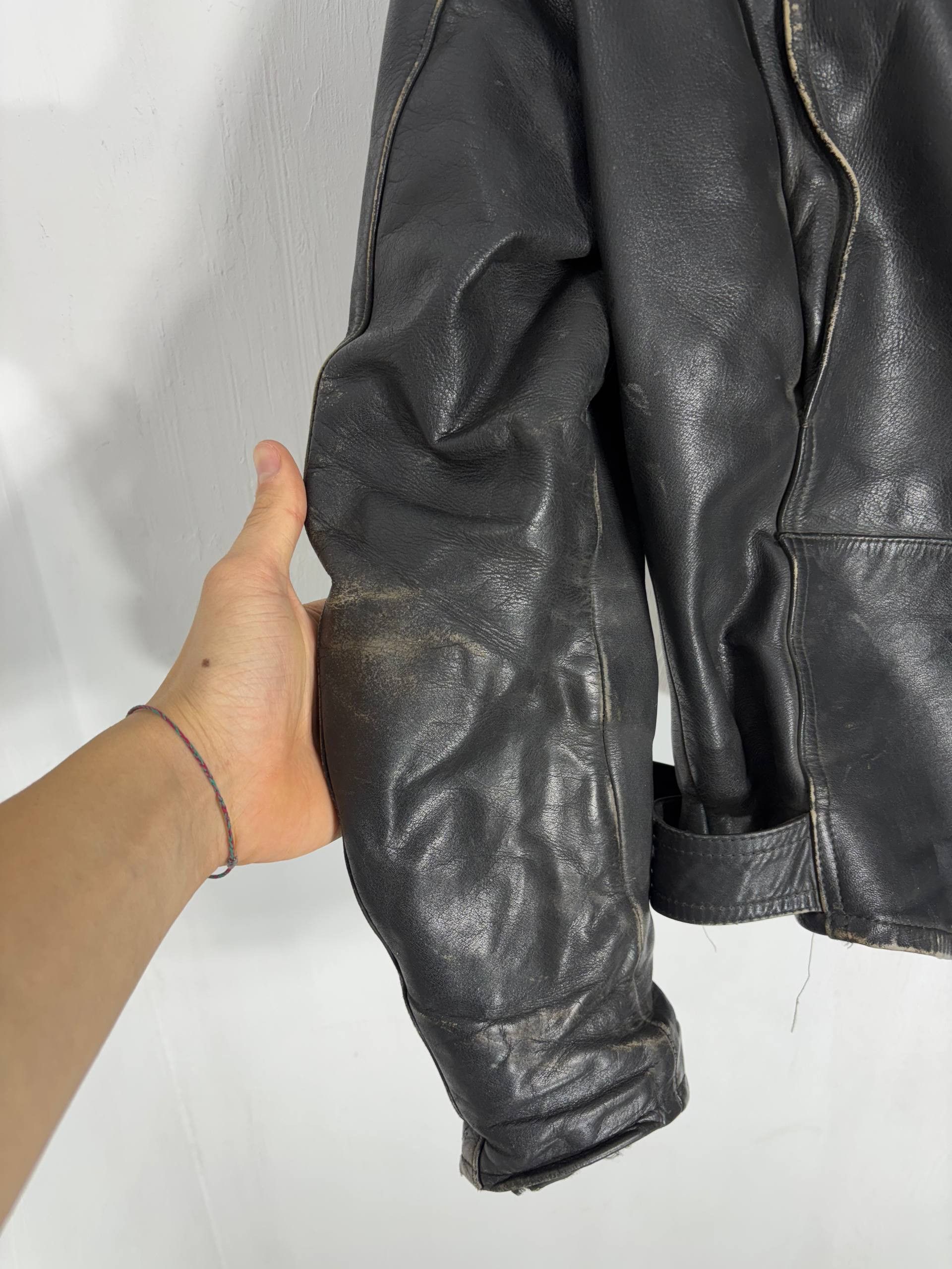 Vintage Vintage IXS Assymetrical Faded Distressed Leather Jacket Size US M / EU 48-50 / 2 - 16 Thumbnail