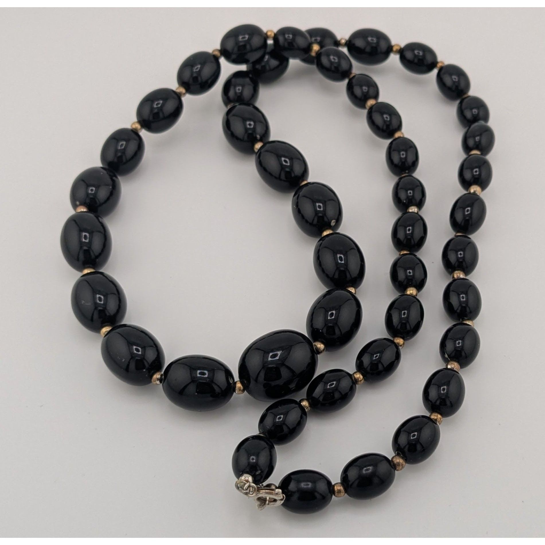 Other Vintage Gothic Black Beaded Necklace With Silver Tone Accent Size ONE SIZE - 1 Thumbnail