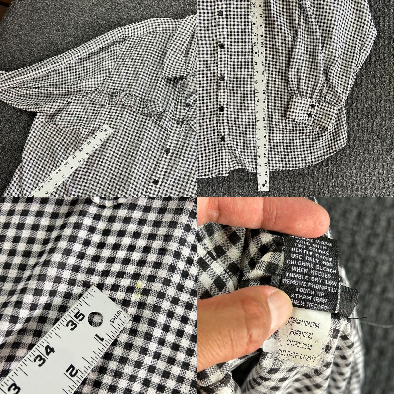 Torrid Torrid Blouse Plus Gingham Black White Long Sleeve Ruffled Sheer Top Size S / US 4 / IT 40 - 8 Thumbnail