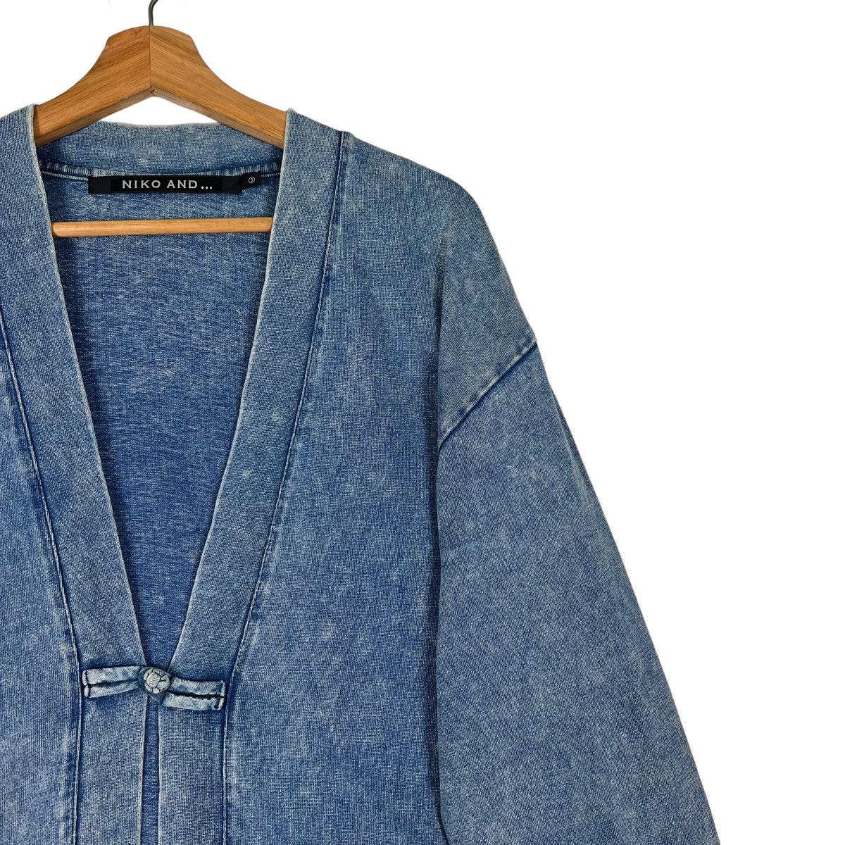Designer 🔥 NIKO AND DYED WASHED INDIGO MANDARIN CARDIGAN JACKET Size US L / EU 52-54 / 3 - 5 Thumbnail