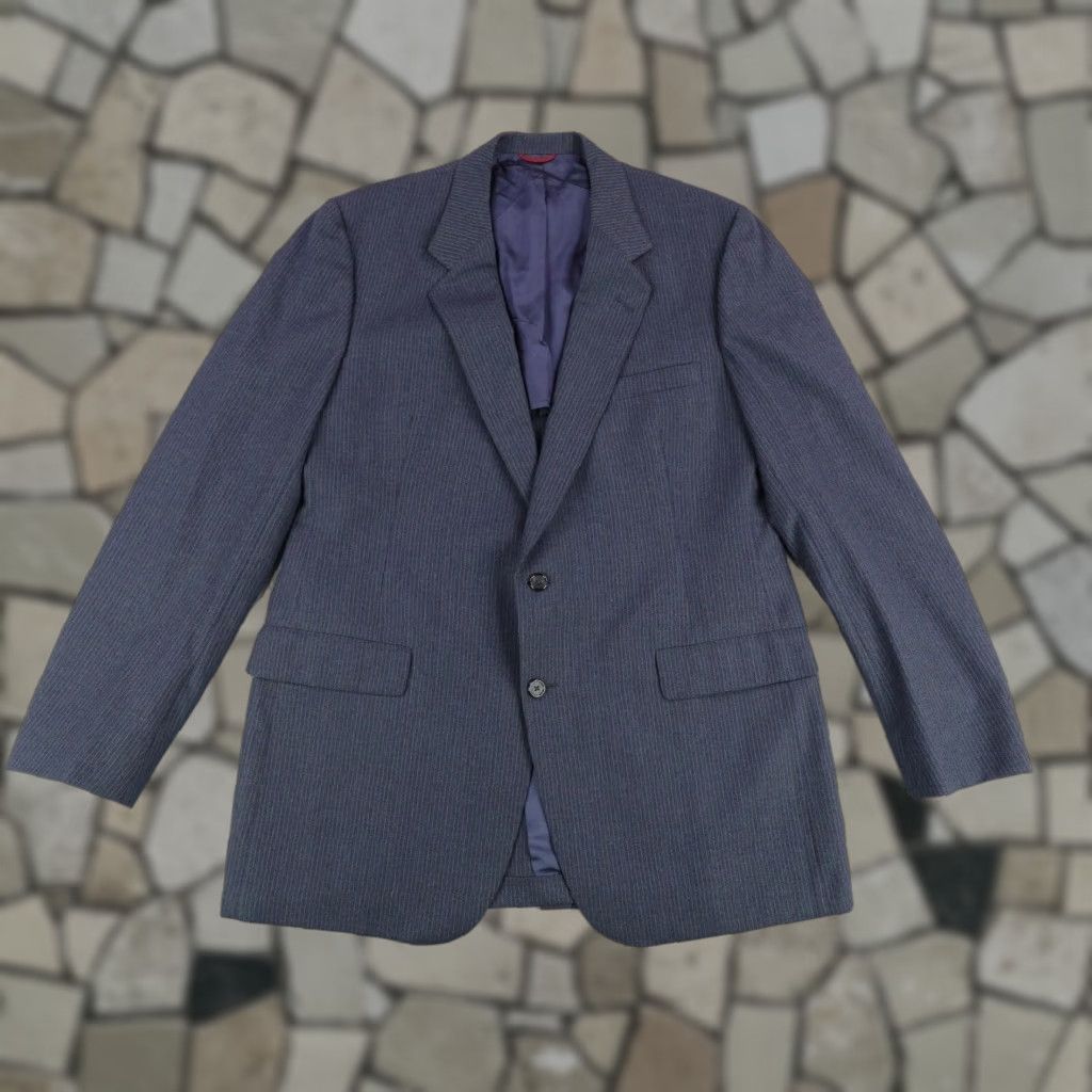 Hart Schaffner Marx VINTAGE Hart Schaffner Marx Blazer Mens 40L Blue Pinstripes Wool Long Jacket Coat Size 40R - 1 Thumbnail