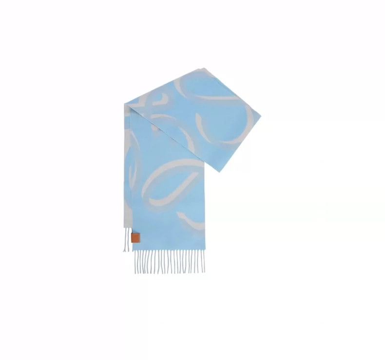 Loewe LOEWE Blue jacquard tassel, wool scarf Size ONE SIZE - 2 Thumbnail