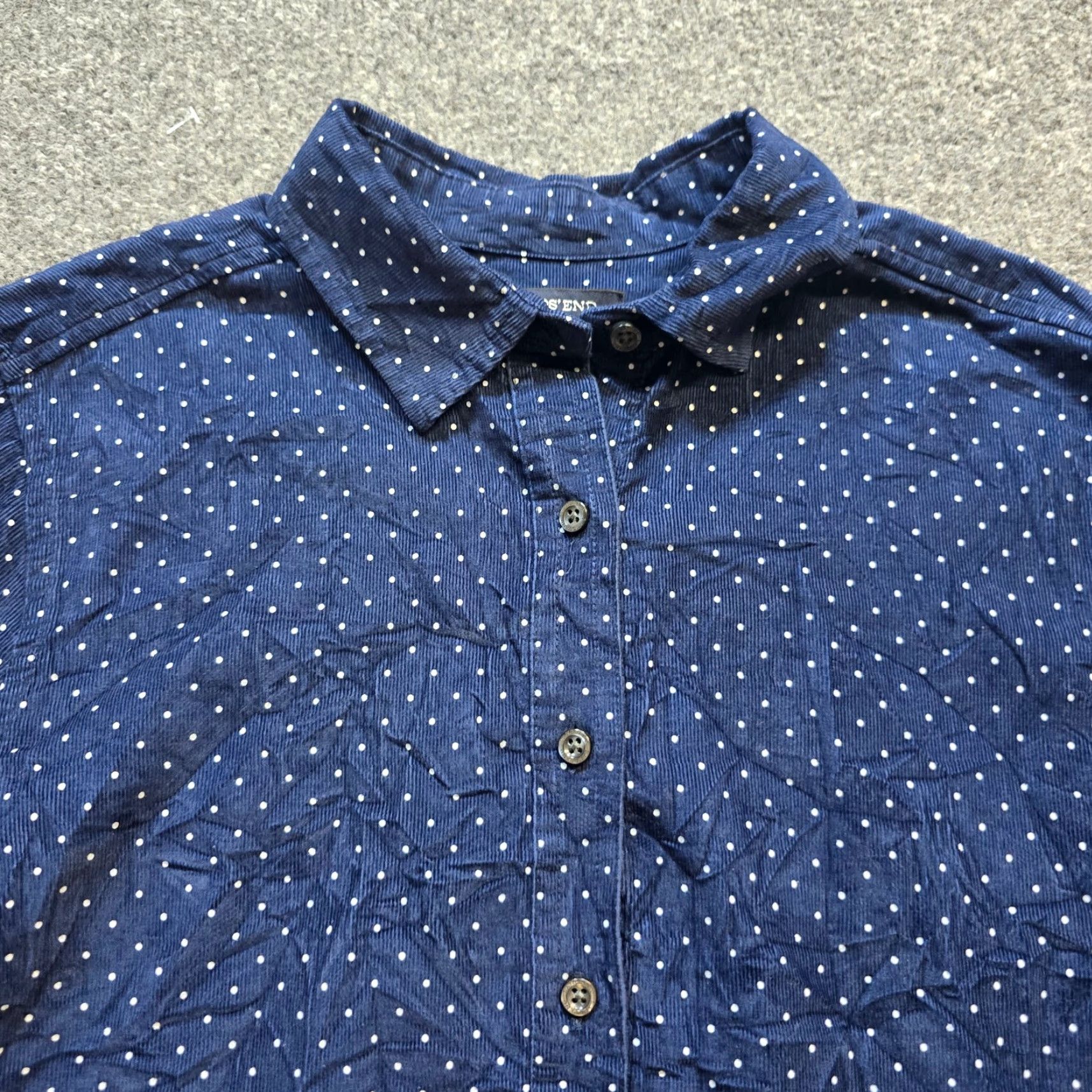 Lands' End Lands' End Shirt Womens S Blue Polka Dot Corduroy Button-Up Casual Capstone? Size S / US 4 / IT 40 - 2 Thumbnail