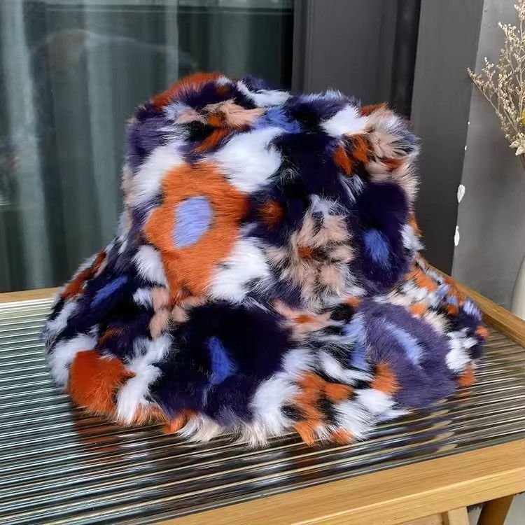 Japanese Brand Colourful Faux Fur Fisherman Hat Size ONE SIZE - 3 Thumbnail