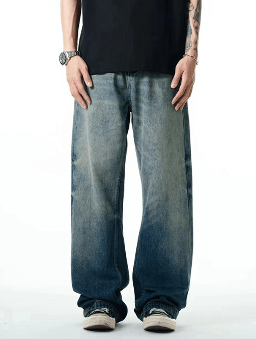 Japanese Brand × Jean Blue washed distressed American high street loose jeans Size US 32 / EU 48 - 3 Thumbnail