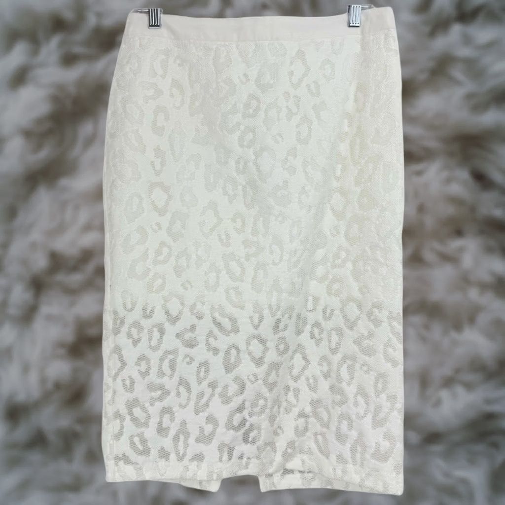 Trina Turk Trina Turk Skirt Women 8 Ivory Leopard Print BRETTA Lace Midi Size 30" / US 8 / IT 44 - 1 Thumbnail