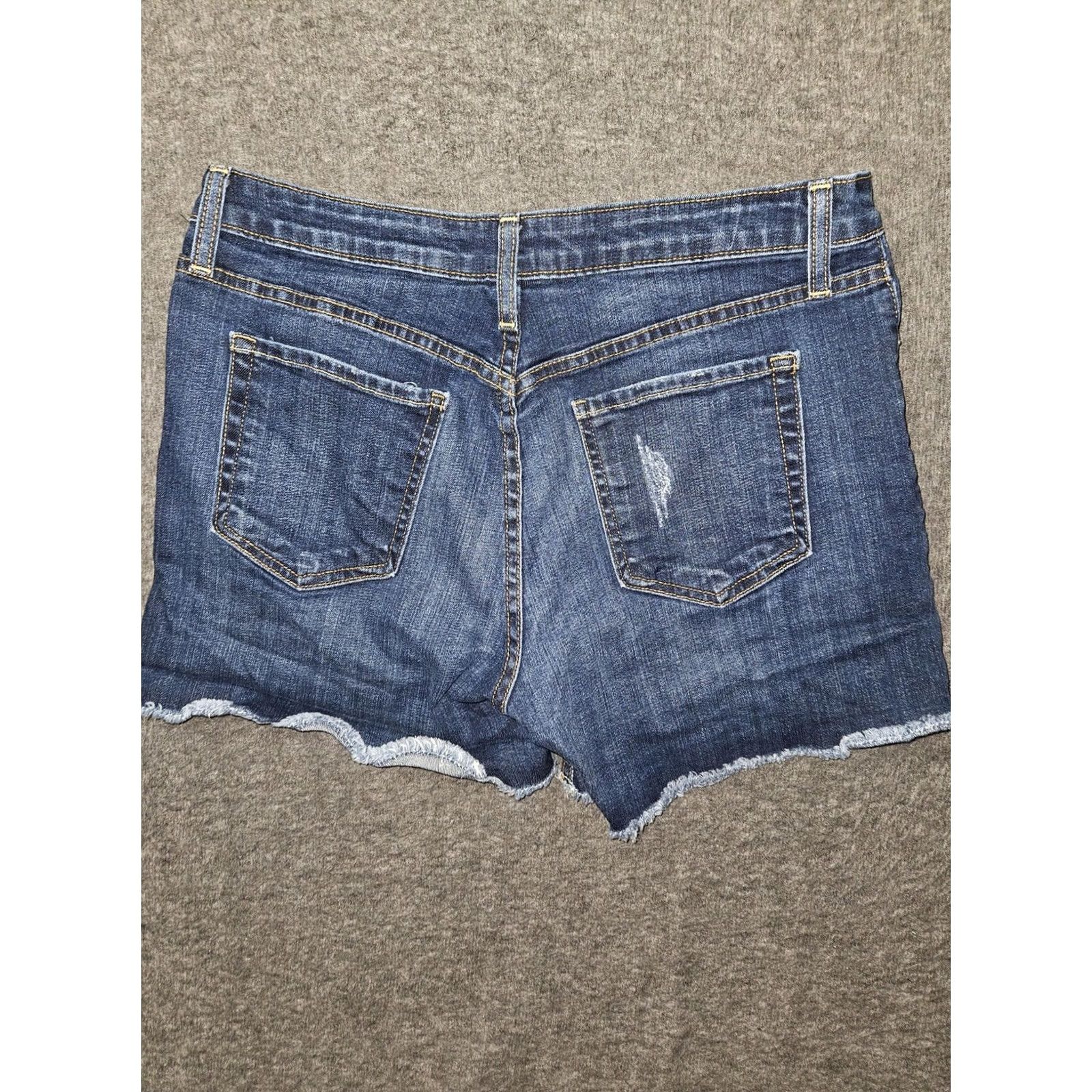 Denime JUST BLACK Shorts Womens 29 Blue Denim Distressed Cut-Off Raw Hem Made USA Denim Shorts Womens 29 Blue Stretch Pocket 5-Pocket Casual Summer Size 29" - 7 Thumbnail