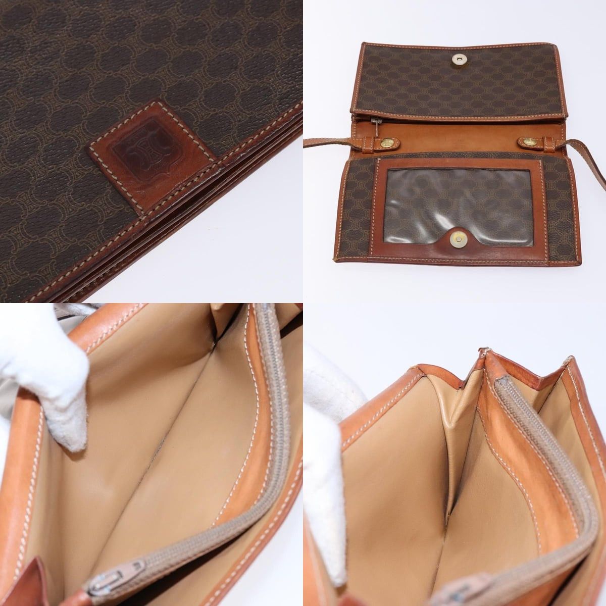 Celine CELINE Macadam Canvas Shoulder Bag Pvc Leather Brown Gold Size ONE SIZE - 11 Thumbnail