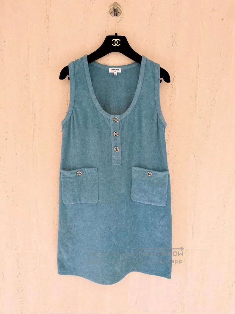 Chanel 20M denim blue towel dress