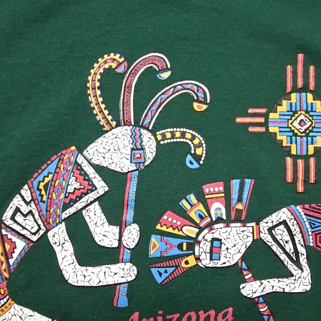Jerzees Vintage Arizona Graphic Tee Kokopelli Green L Shirt 90s Size US L / EU 52-54 / 3 - 4 Thumbnail