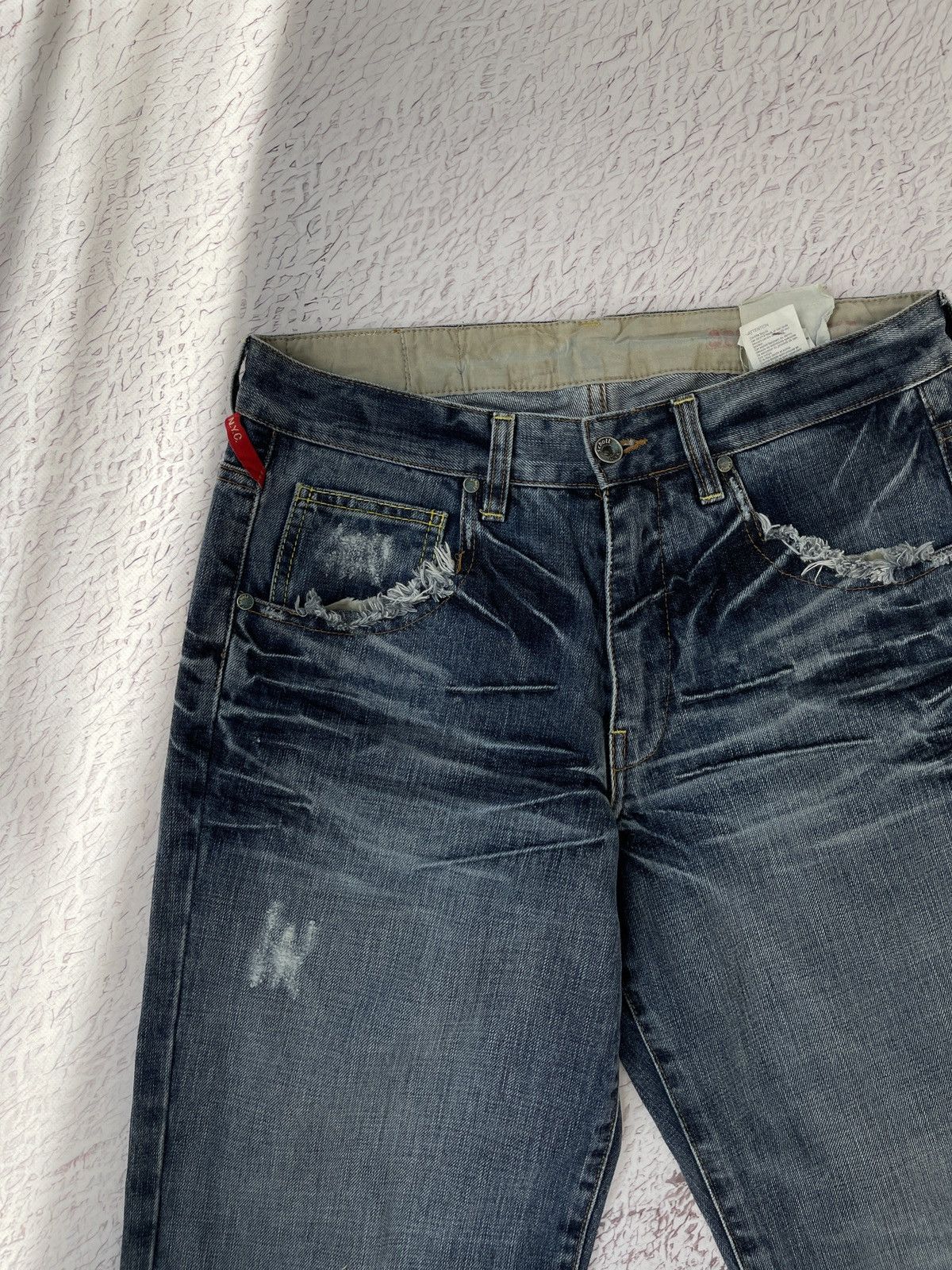 Schott Schott NYC vintage buckle back faded distressed denim jeans Size US 30 / EU 46 - 8 Thumbnail