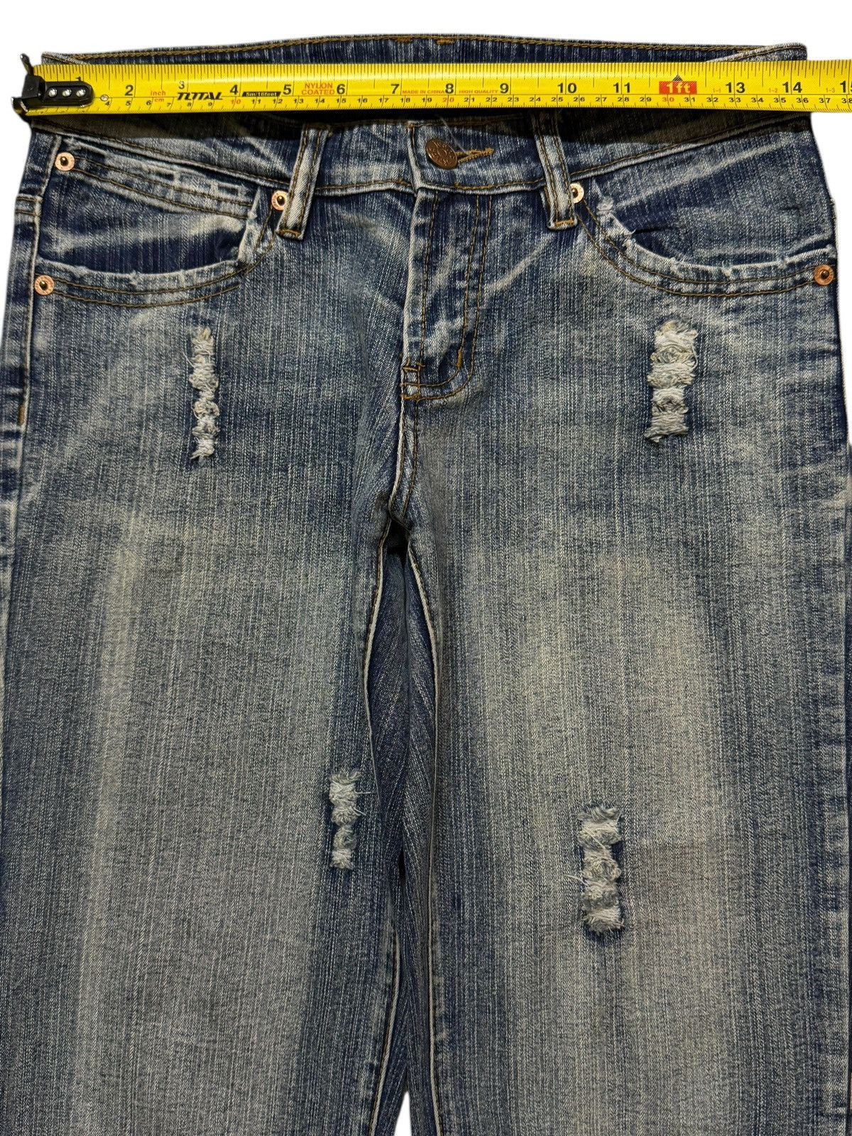 True Religion Vintage Y2K Japanese Brand Faded Wash Ripped Wide Leg Flare Size 28" / US 6 / IT 42 - 8 Thumbnail