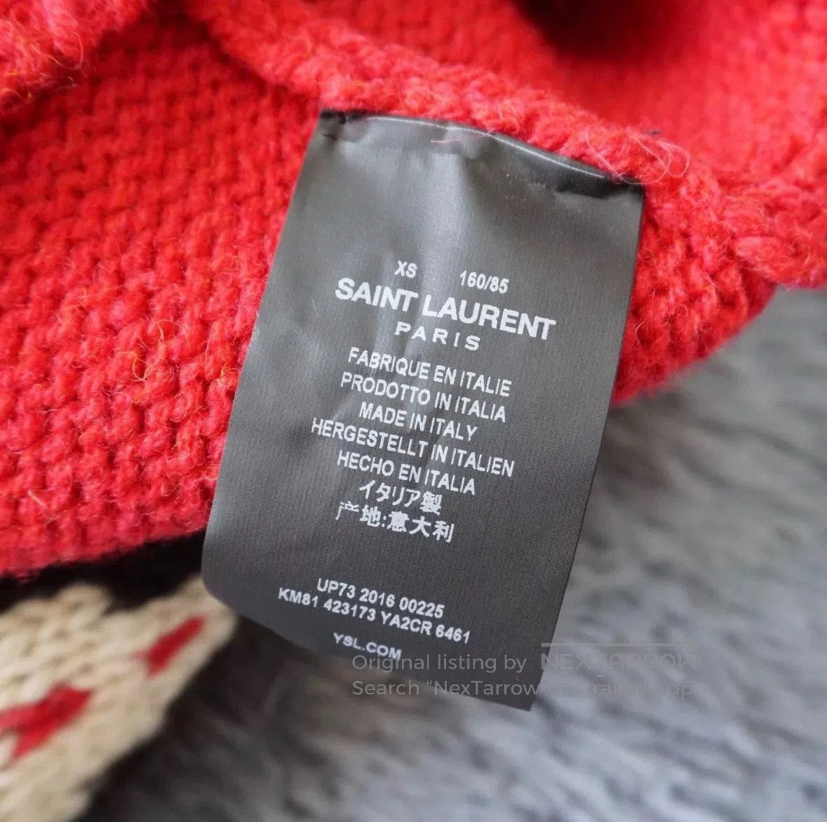 Saint Laurent Paris Saint Laurent Red Christmas Wool Sweater. Size XS / US 0-2 / IT 36-38 - 6 Thumbnail