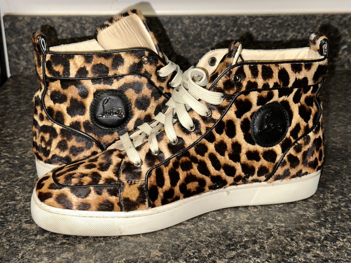 image of Men’S Christian Louboutin Cheetah Print Sneakers, Men's (Size 11)