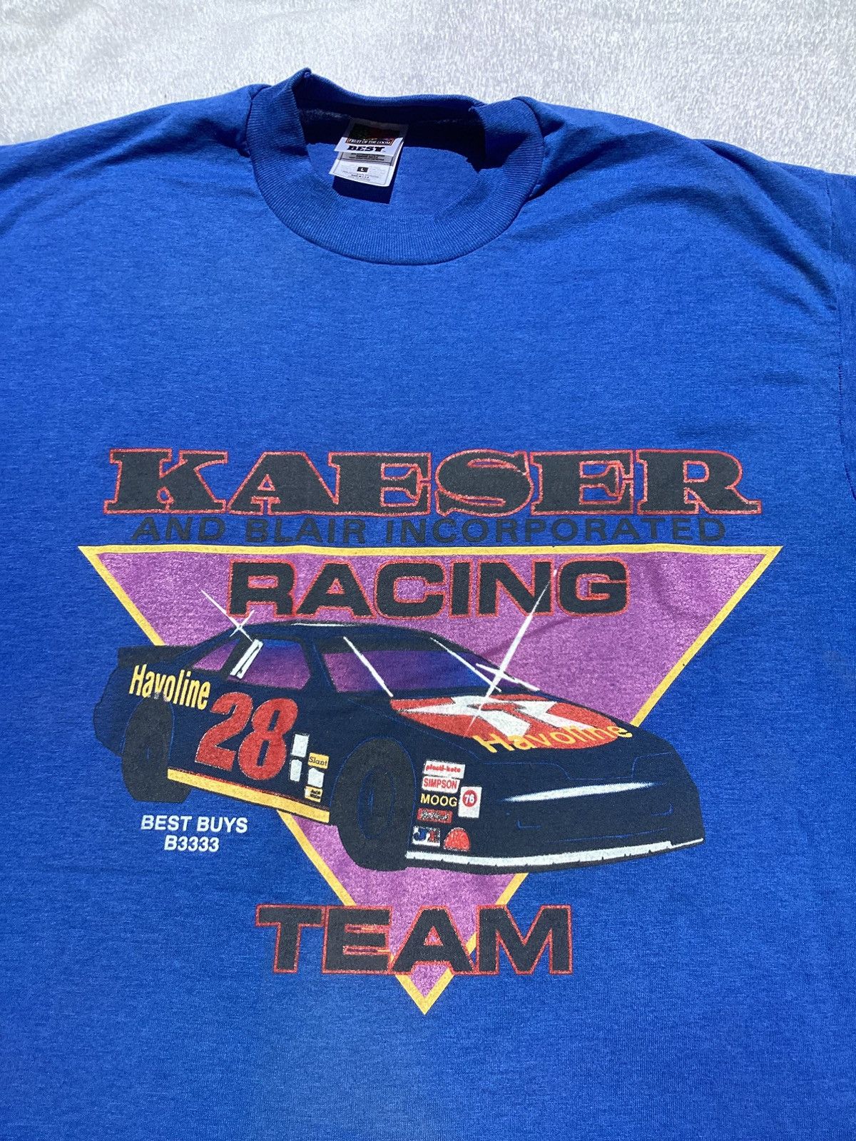 Vintage Vtg 90s Kaser racing team Haveoline fuel/Oil #28 SS Tee Size US L / EU 52-54 / 3 - 2 Thumbnail