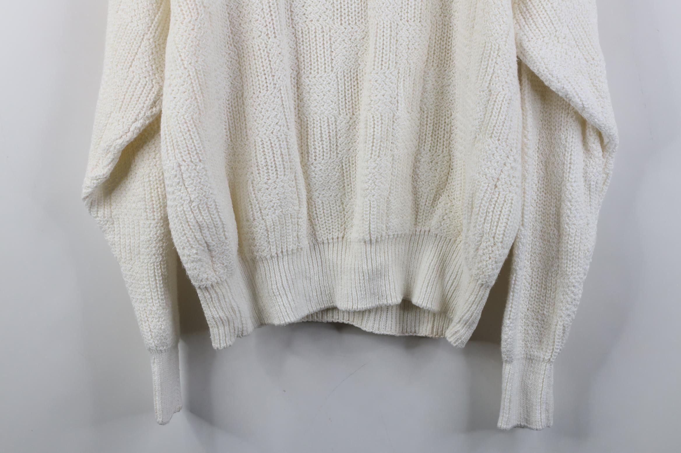 Vintage Vintage 90s Streetwear Ribbed Knit Crewneck Sweater White Size XL / US 12-14 / IT 48-50 - 11 Thumbnail