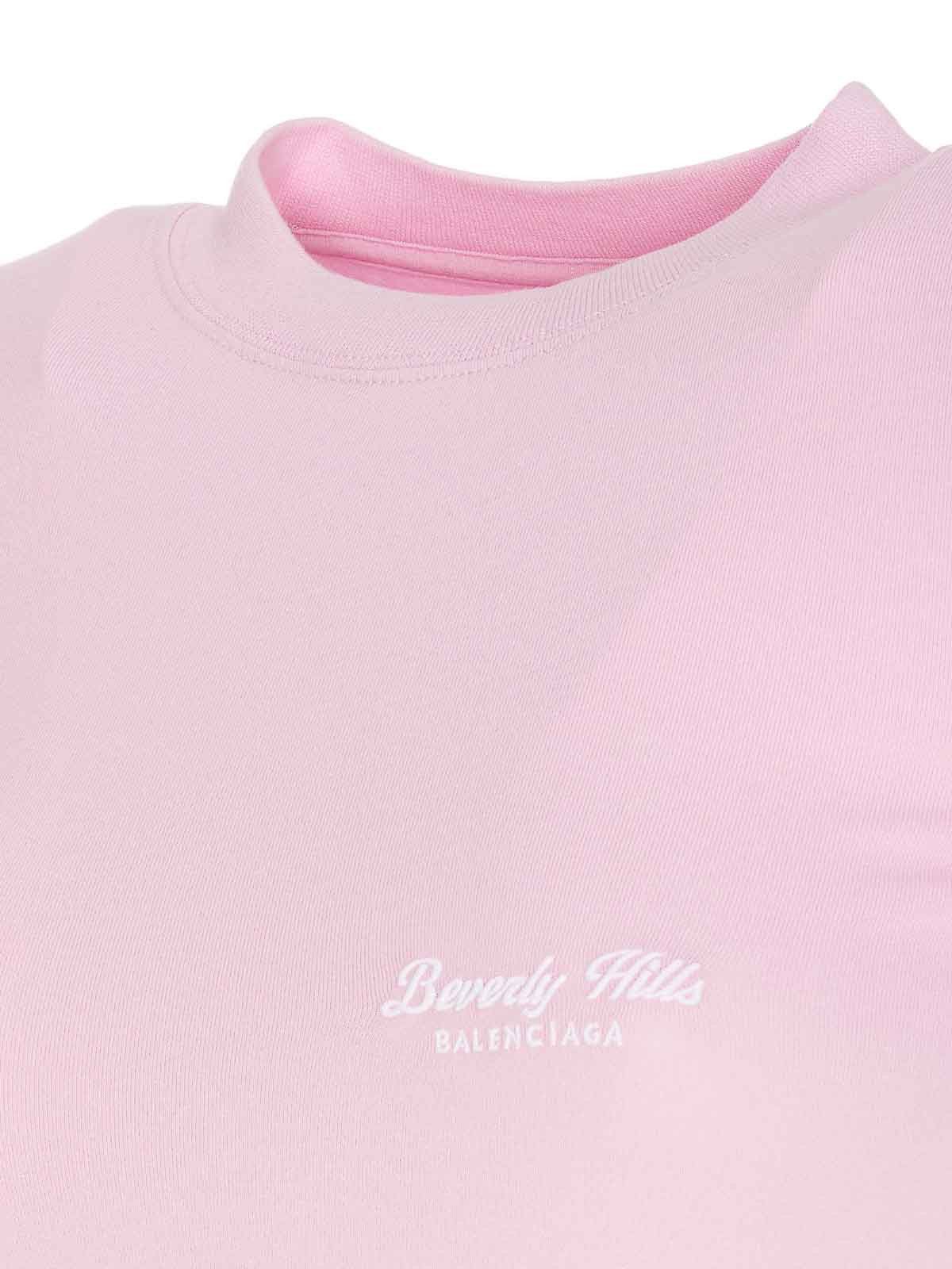 Balenciaga oc11z0426 Beverly Hills T-Shirt Fitted in Pink Size L / US 10 / IT 46 - 3 Thumbnail
