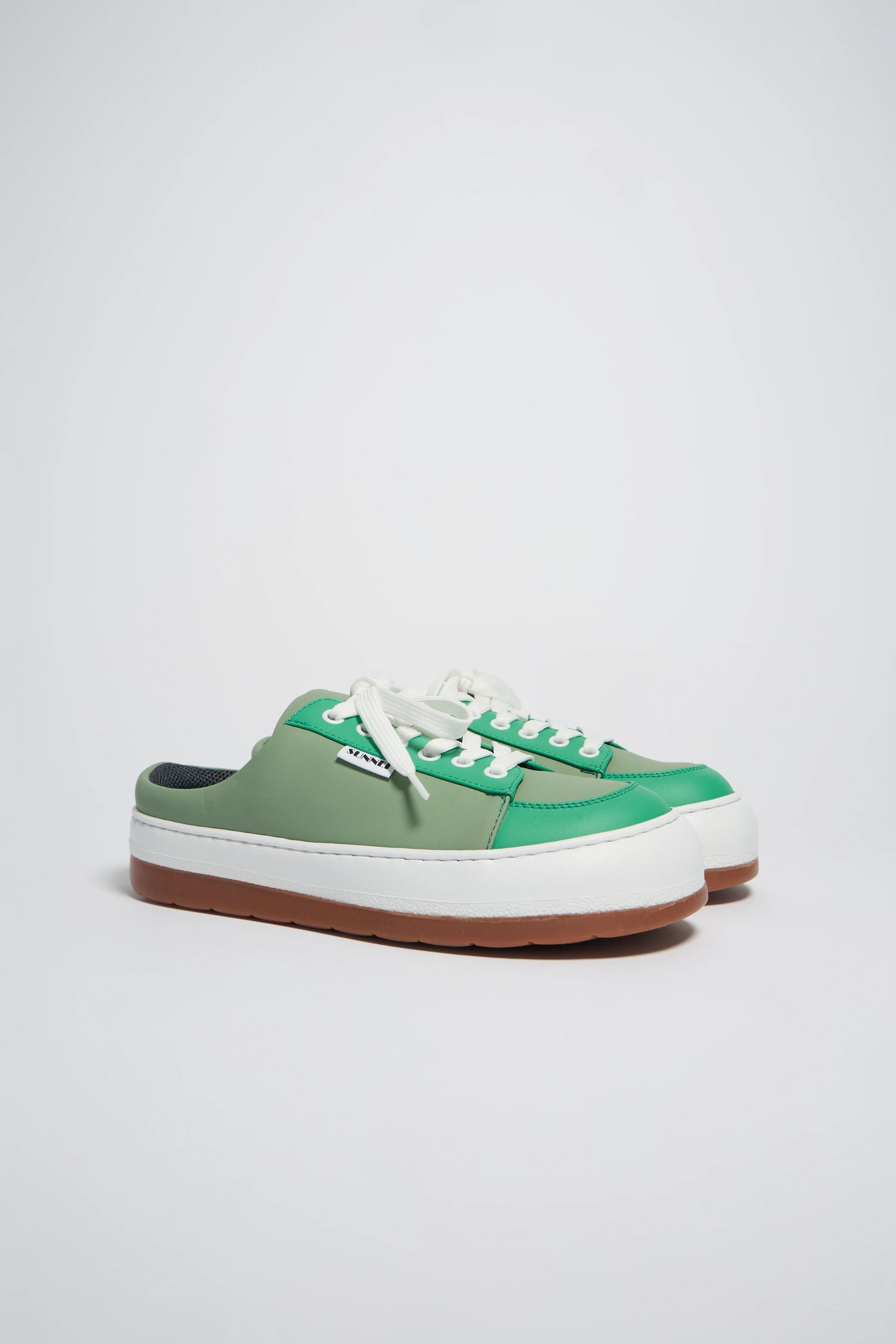 Sunnei o1mle1025 Unisex Dreamy Leather Sabot Mules in Sage Green Size US 10 / IT 40 - 2 Thumbnail