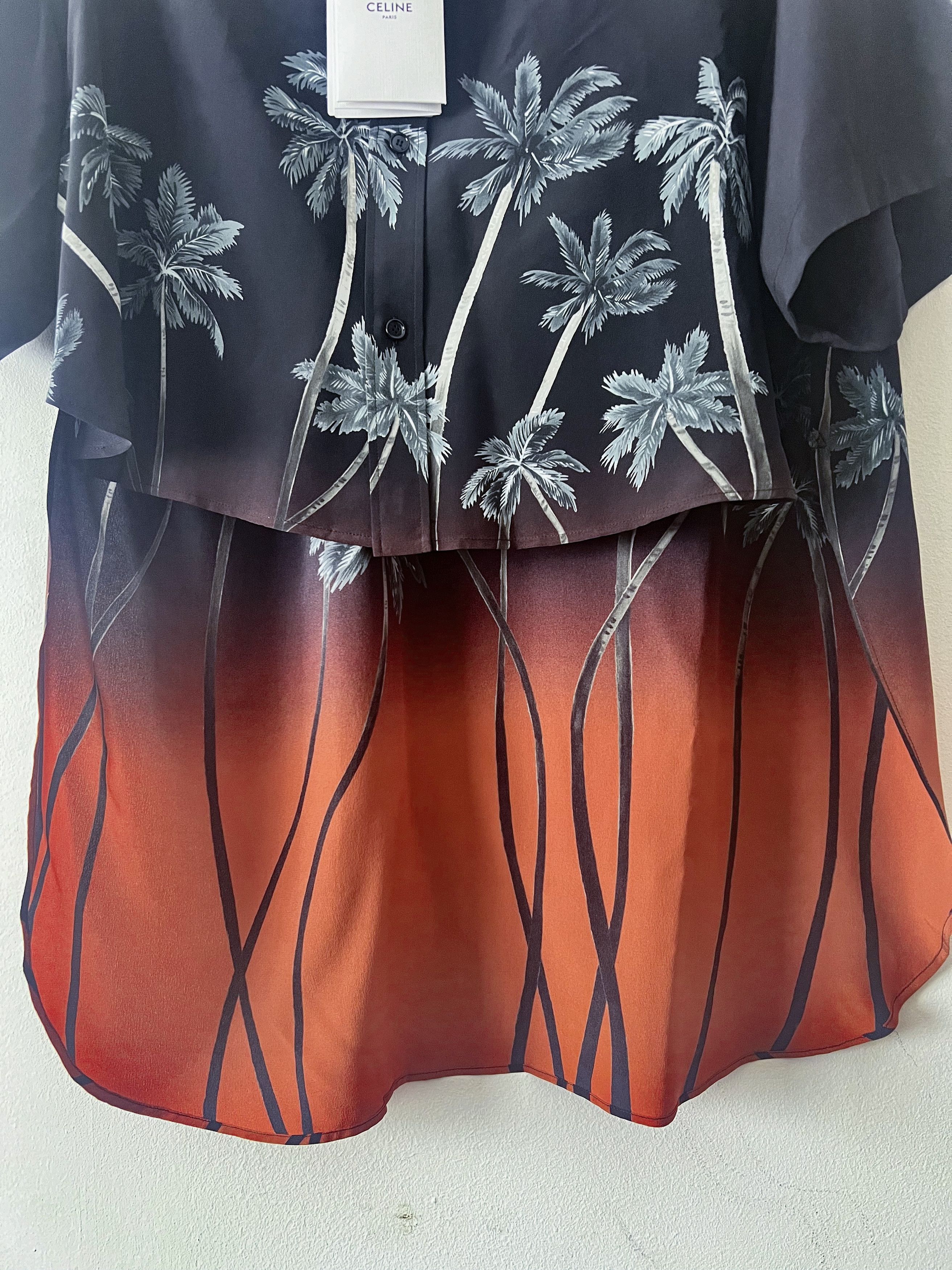 Celine Runway SS22 silk no viscosa palm shirt Size US M / EU 48-50 / 2 - 5 Thumbnail
