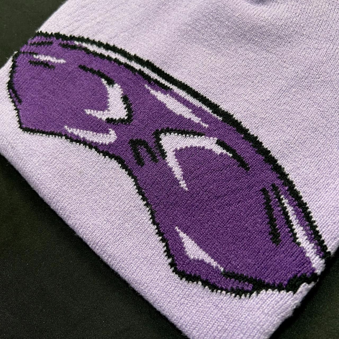 Japanese Brand Anime Character Graphic No Cuff Beanie Skully Hat Purple OS Size ONE SIZE - 6 Thumbnail