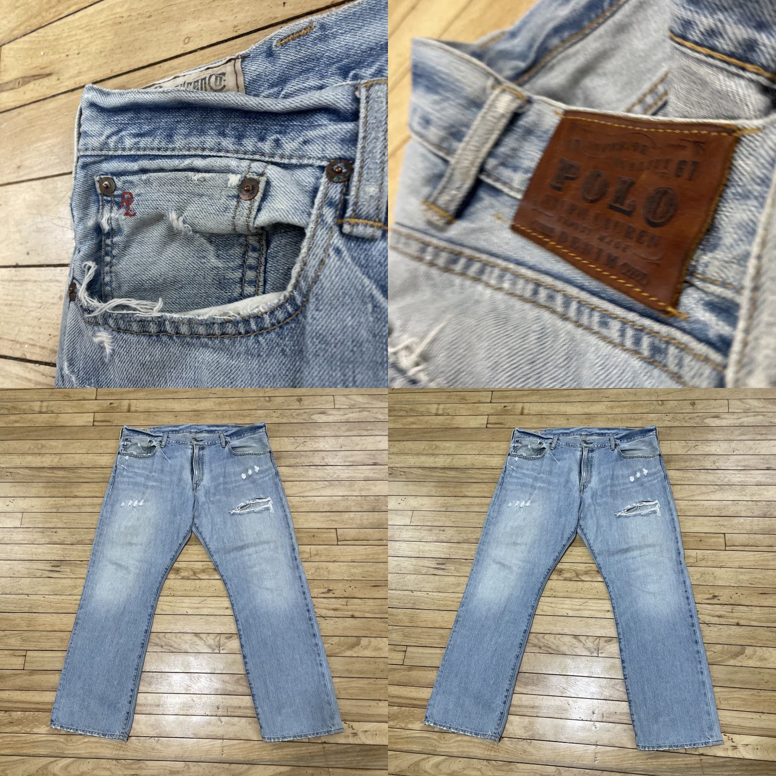 Polo Ralph Lauren VINTAGE Polo Ralph Lauren Jeans Men 38x30 Light Blue 867 Ripped Distressed Denim Polo Ralph Lauren 867 Jeans Distressed 90s Y2k Streetwear Mens Jeans Size US M / EU 48-50 / 2 - 11 Thumbnail