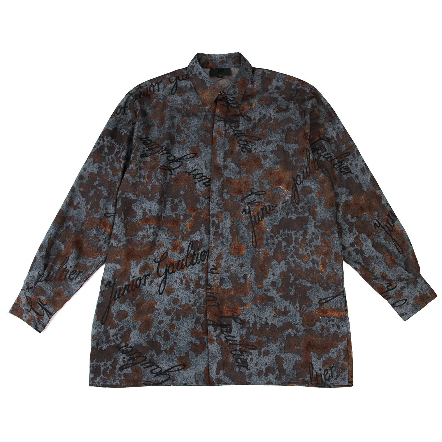 Jean Paul Gaultier Junior Printed Logo Shirt in Blue and Brown Size US M / EU 48-50 / 2 - 1 Thumbnail