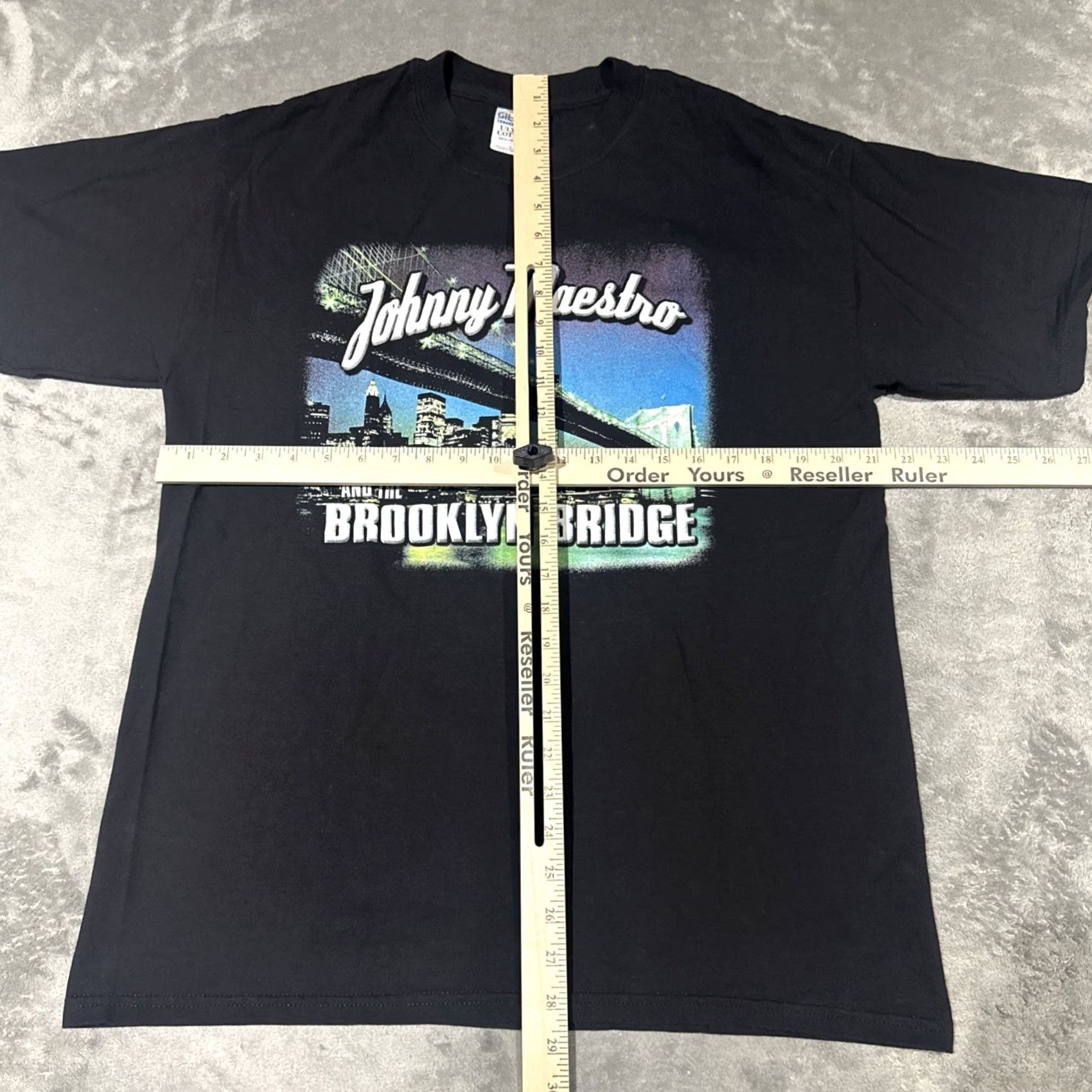 Gildan VINTAGE Johnny Maestro And The Brooklyn Bridge T Shirt Mens L Black Music Retro Shirt Size US L / EU 52-54 / 3 - 4 Thumbnail