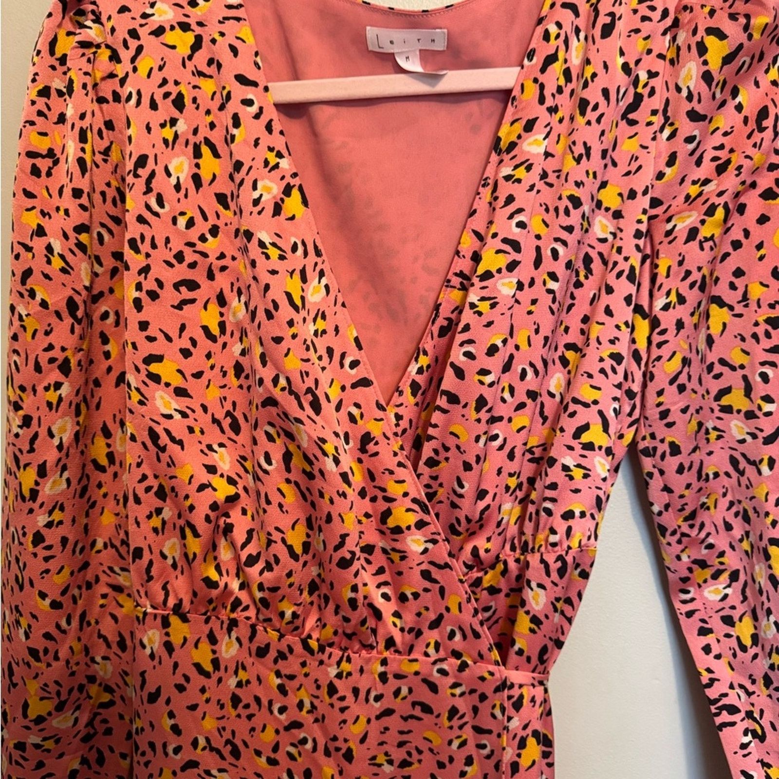 Other Leith Stylish Pink Patterned Wrap Dress SzM Size M / US 6-8 / IT 42-44 - 4 Thumbnail