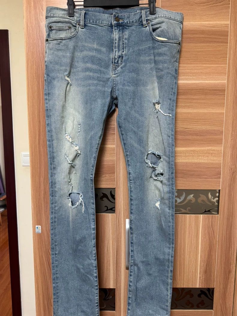 Yves Saint Laurent saint laurentRipped Washed Denim Slim Fit Straight Leg Pant Size US 36 / EU 52 - 2 Thumbnail