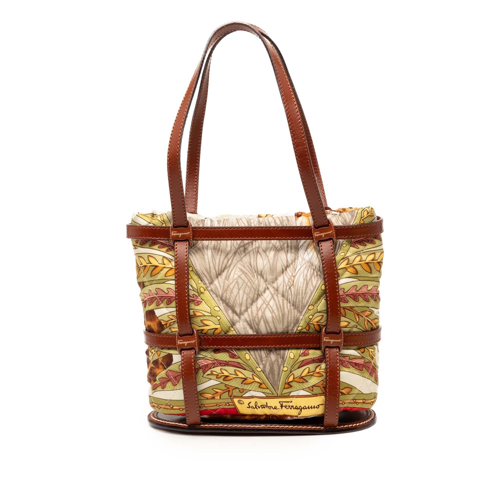 Salvatore Ferragamo Quilted Nylon and Leather Jungle Safari Bucket Bag Size ONE SIZE - 1 Thumbnail