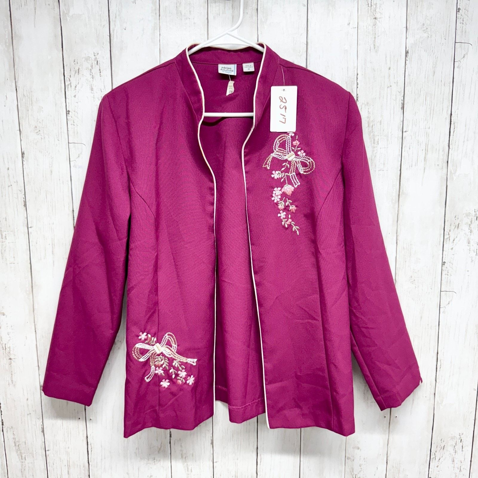 Vintage Vtg Adrian Delafield Jacket Size Medium Collared Open Blazer Size M / US 6-8 / IT 42-44 - 1 Thumbnail