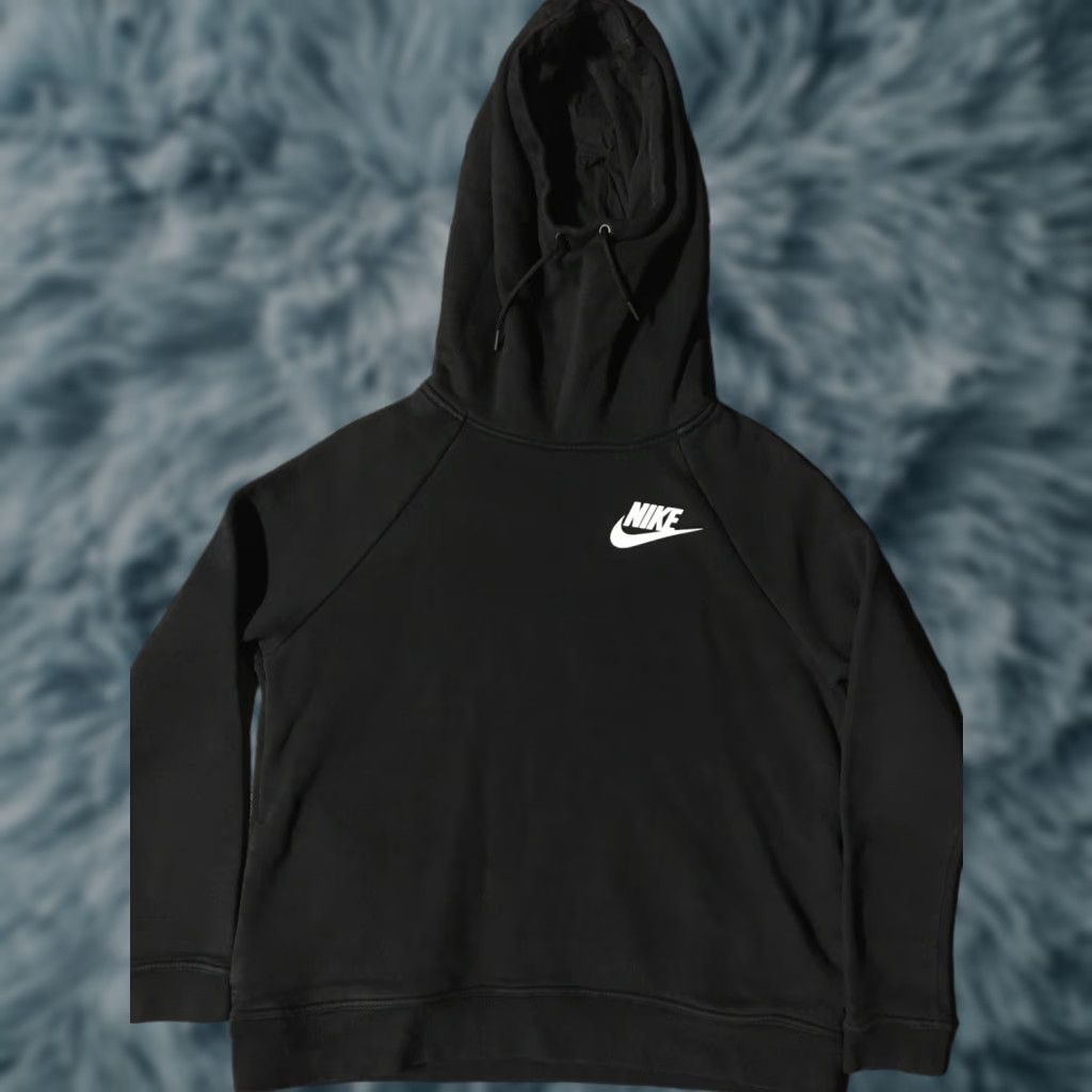 Nike Nike Swoosh Funnel Neck Hoodie M Women Black Sweatshirt Athletic Pullover 80s 90s Fashion Activewear Stadium Hip Hop Basketball Gym Vintage Size M / US 6-8 / IT 42-44 - 1 Thumbnail