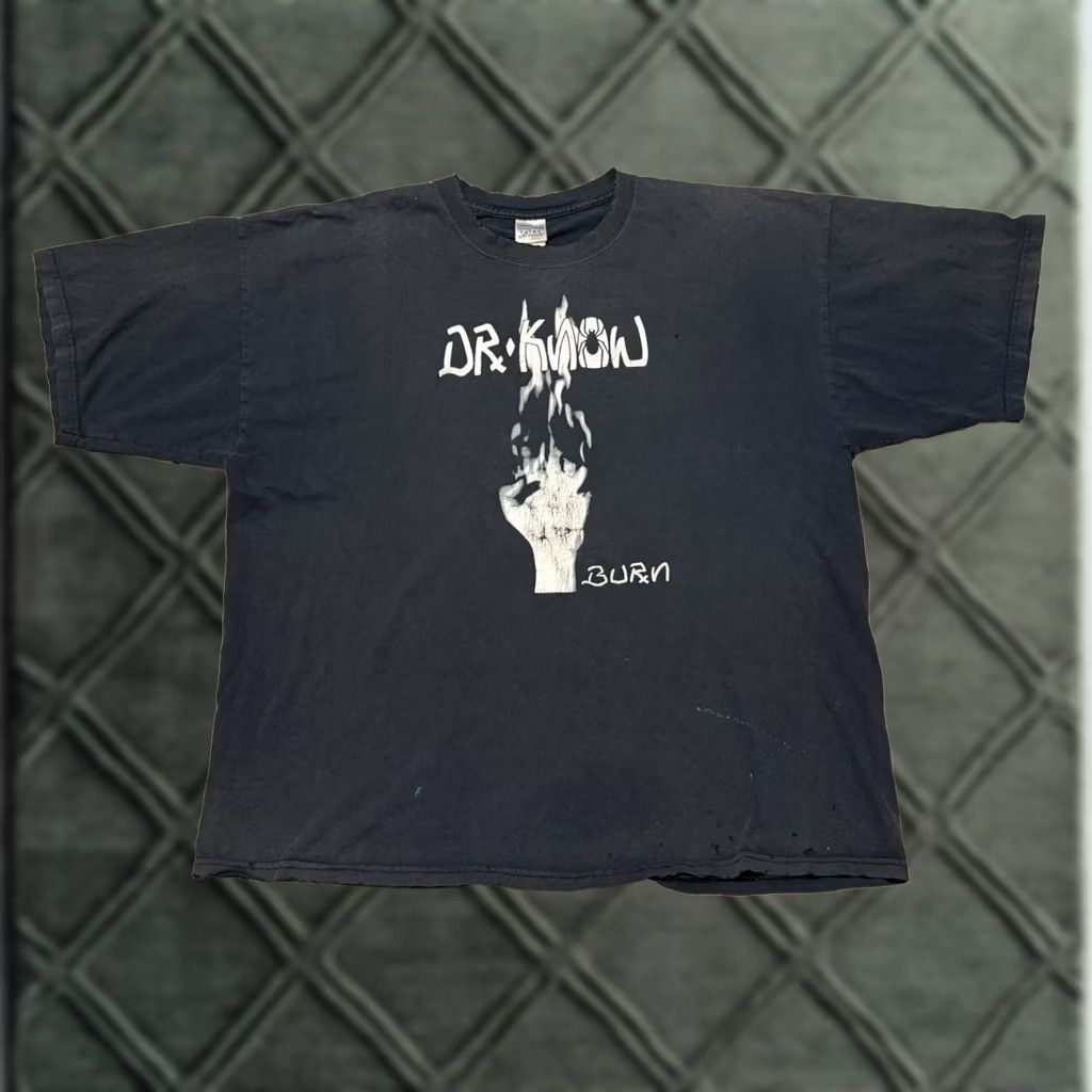 Gildan VINTAGE Gildan T-Shirt Punk Distressed Black 2XL Dr. Know Crew Neck Short Sleeve Graphic Print Rock 2000s Size US XXL / EU 58 / 5 - 1 Thumbnail