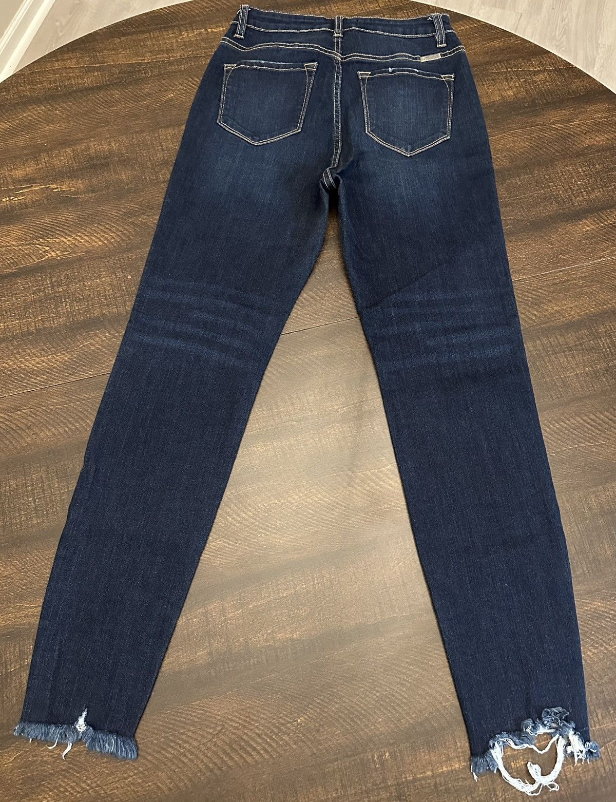 Kancan USA Kancan Jeans Skinny Frayed Raw Hem Dark Wash Button Fly-28 Size 28" / US 6 / IT 42 - 9 Thumbnail