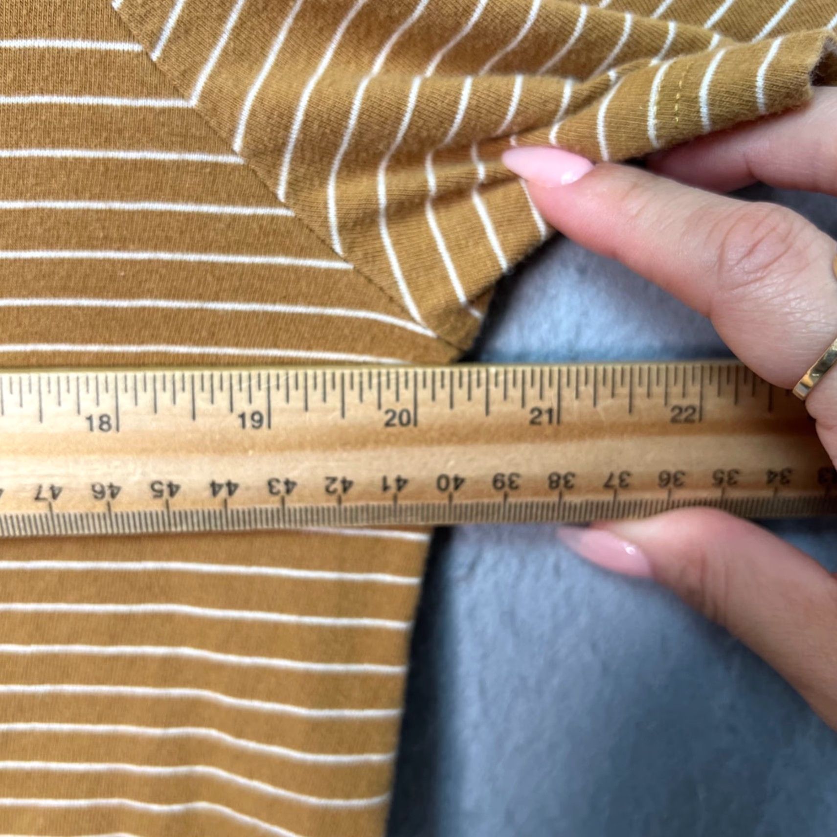Oak + Fort Oak + Fort Womens Medium Brown Striped Cotton Pocket T-Shirt Size M / US 6-8 / IT 42-44 - 5 Thumbnail