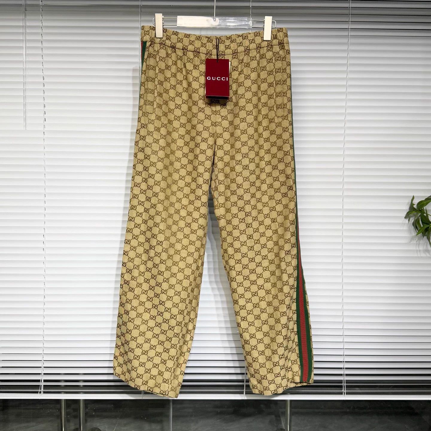 Gucci GUCCI GG Jacquard Linen Blend Trousers Brown 48 Size US 32 / EU 48 - 1 Thumbnail