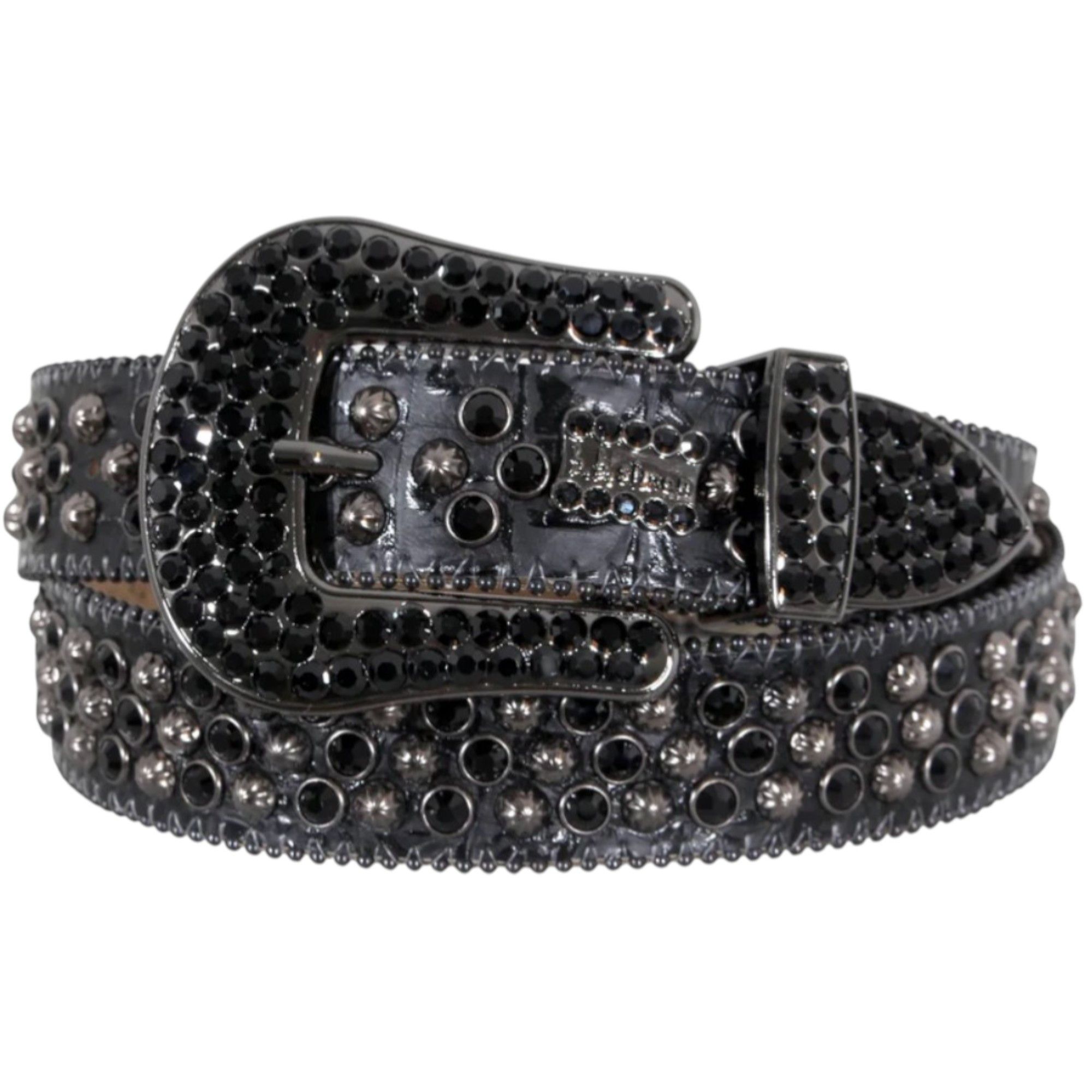 Aligator Crystal Studded Belt Black Silver