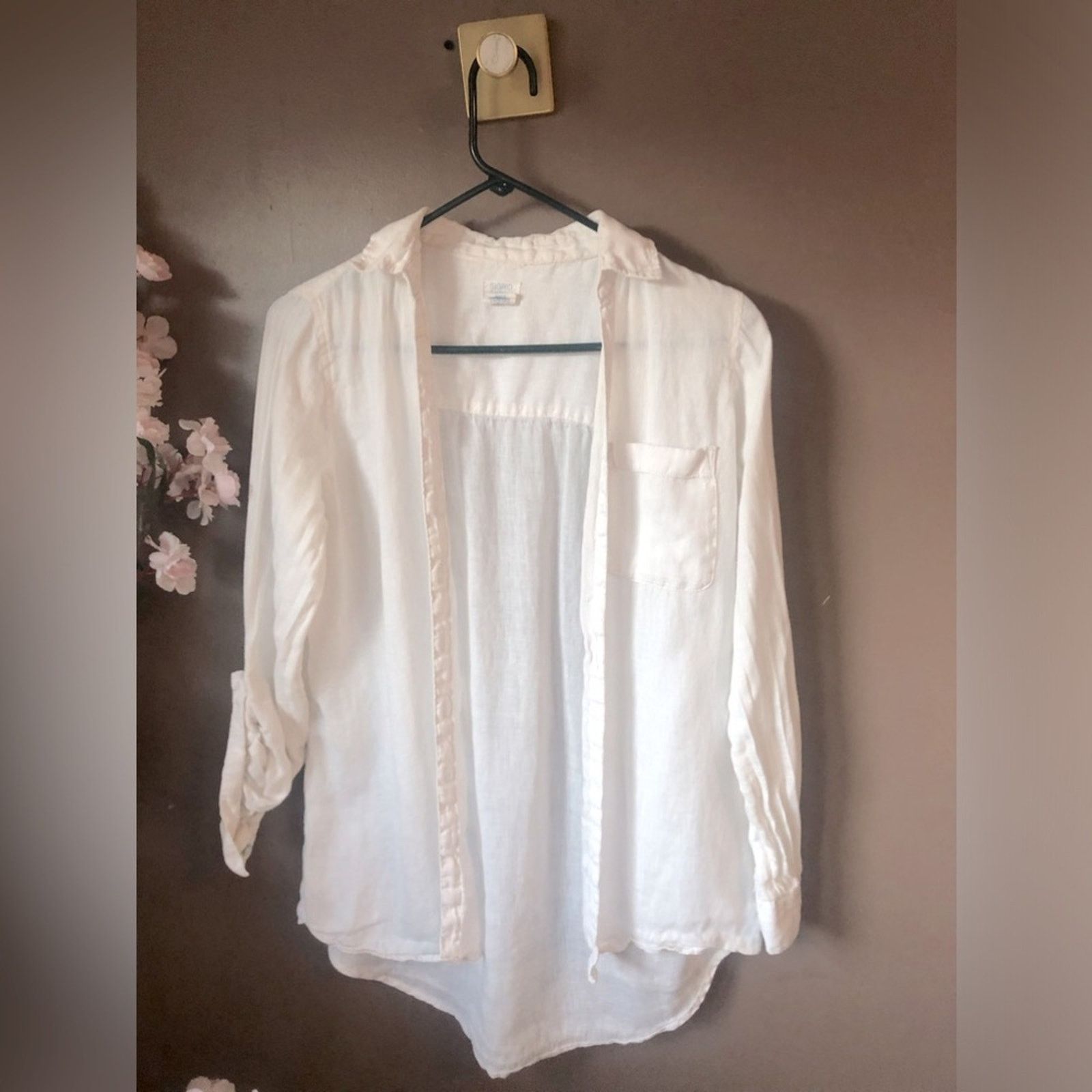 NBDN Nobrandedon White linen top shirt button down. Size XS / US 0-2 / IT 36-38 - 1 Thumbnail