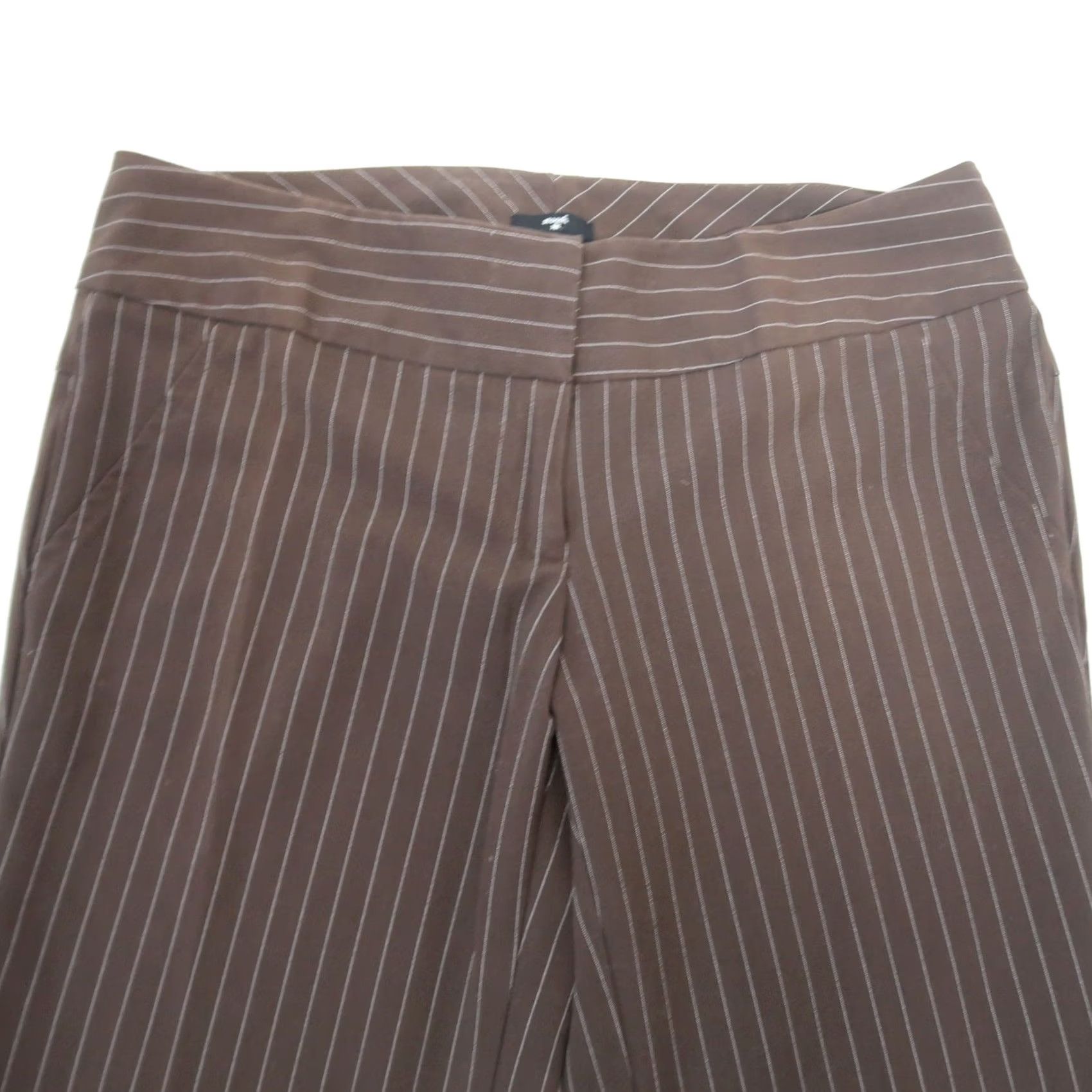 Vintage VINTAGE 90s Stoosh Brown and White Pinstripe Low Rise Bootcut Pants 7 Women Dress Pants Baggy? Size 28" / US 6 / IT 42 - 2 Thumbnail